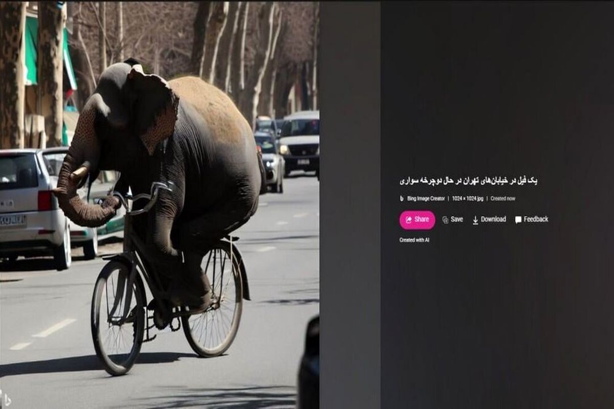 دوچرخه سواری عجیب یک فیل در تهران + عکس