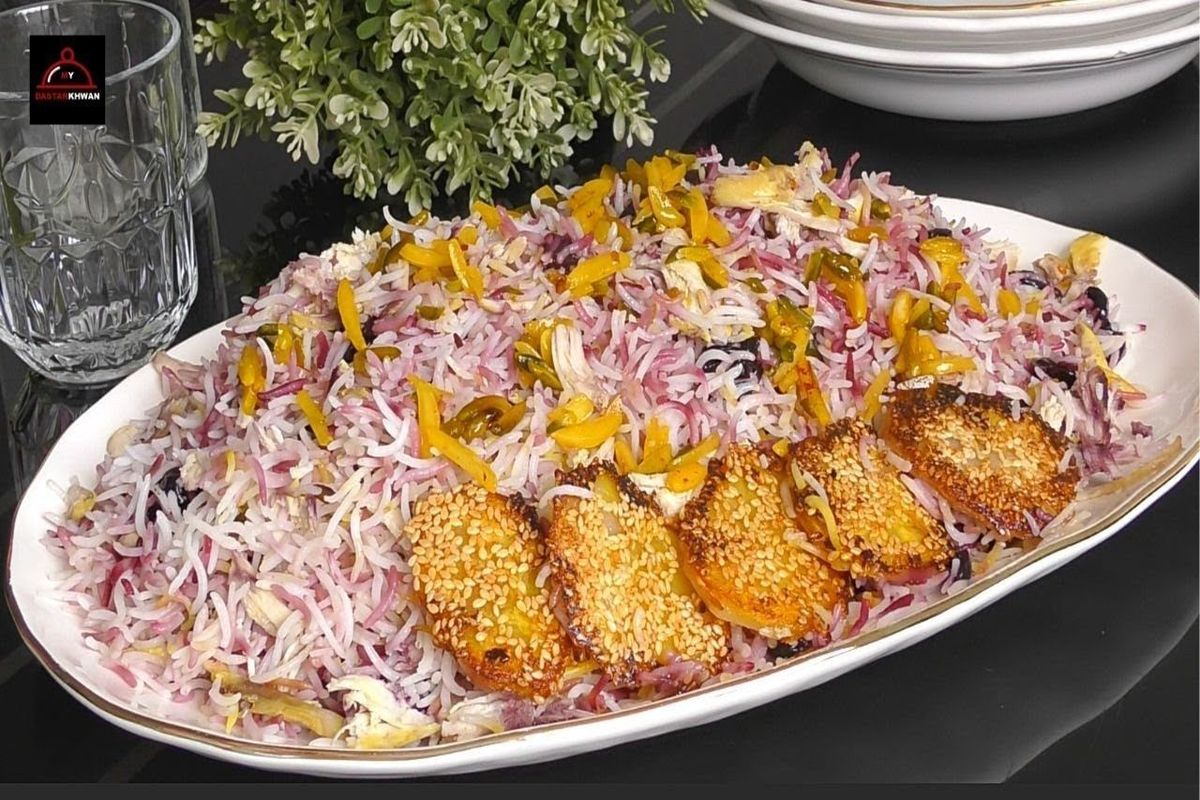 طرز تهیه آلبالو پلو مجلسی با مرغ ریشریش
